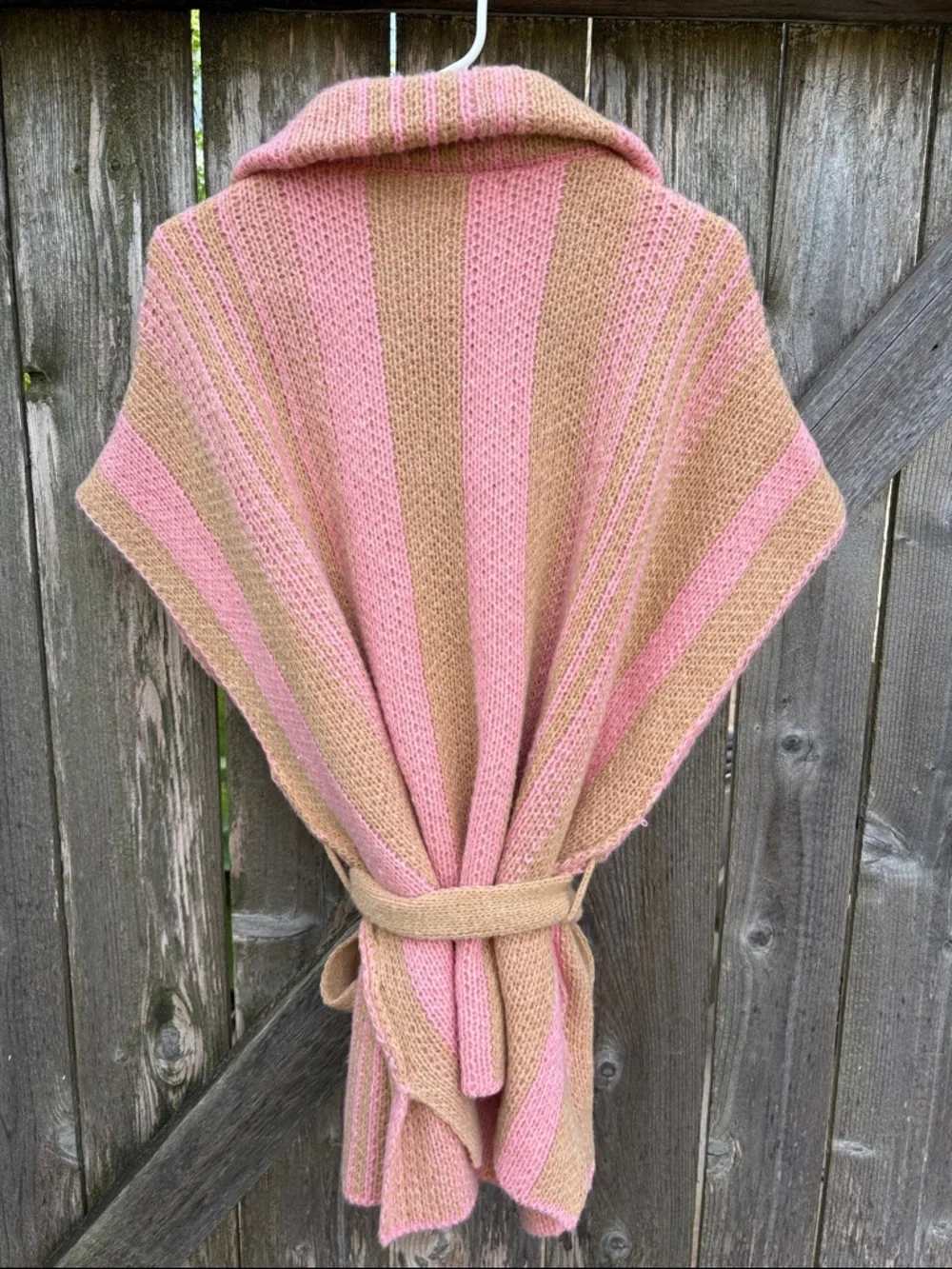NWT POL Open Front Belted Sweater Pink Tan Size Small
